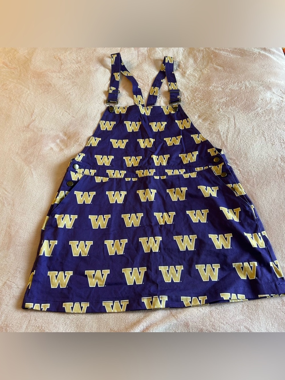 Tellum + Chop purple University Washington Huskies overalls mini dress size L